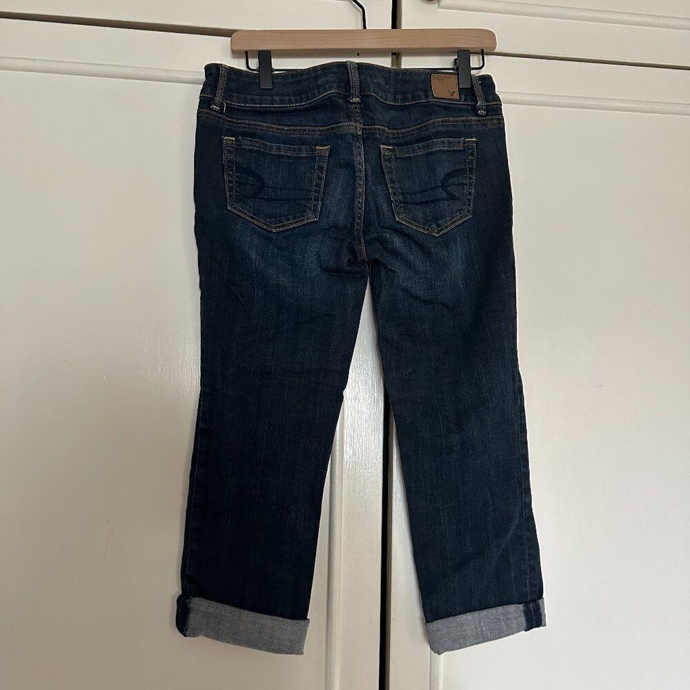 American Eagle Outfitters Dark Blue Cropped Jeans - Picture 3 of 4